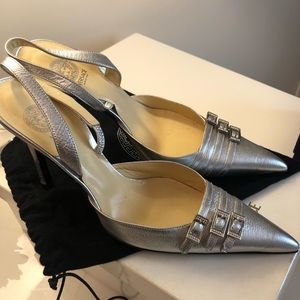 Versace Metallic Silver slingback